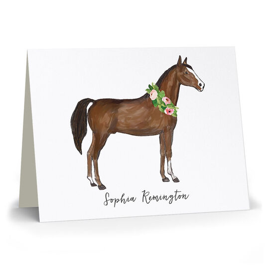 Horse with Roses Folded Note Cards